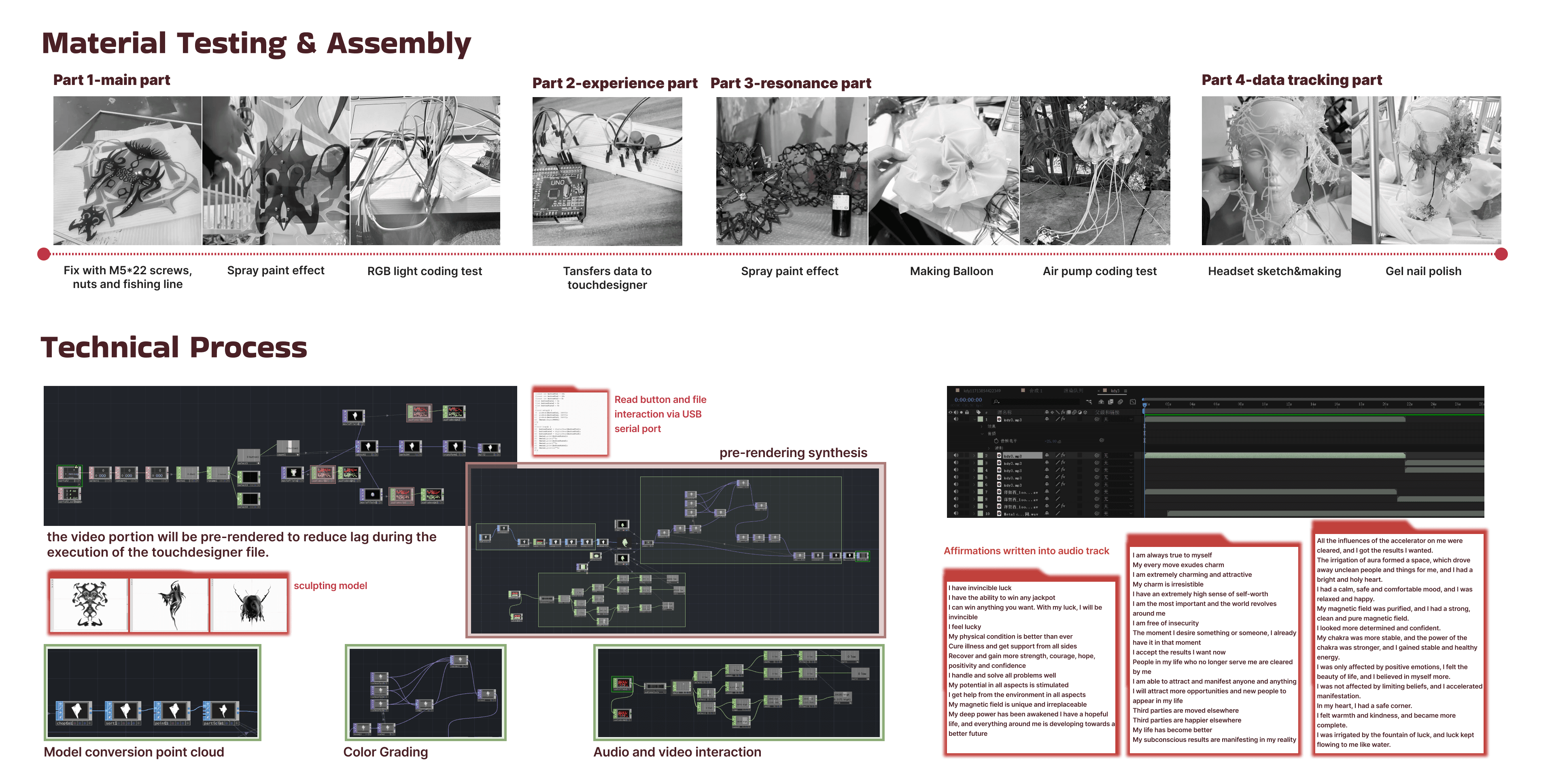Combined material testing, assembly, circuitry and technical process documentation.